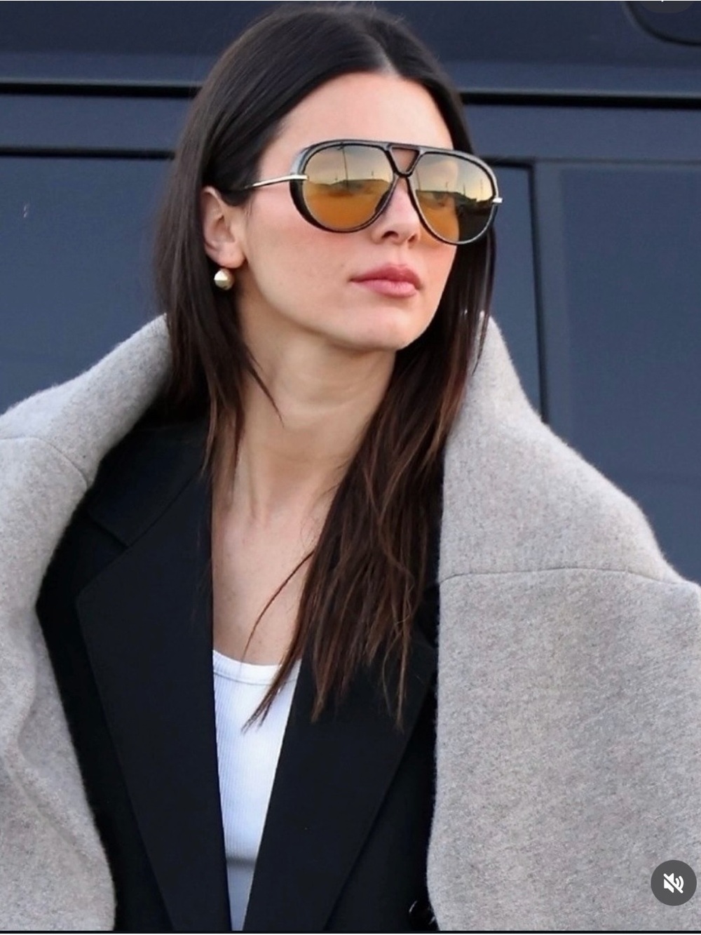 AUTHENTIC Bottega Veneta Aviator Sunglasses with Amber Lenses and Black Frame